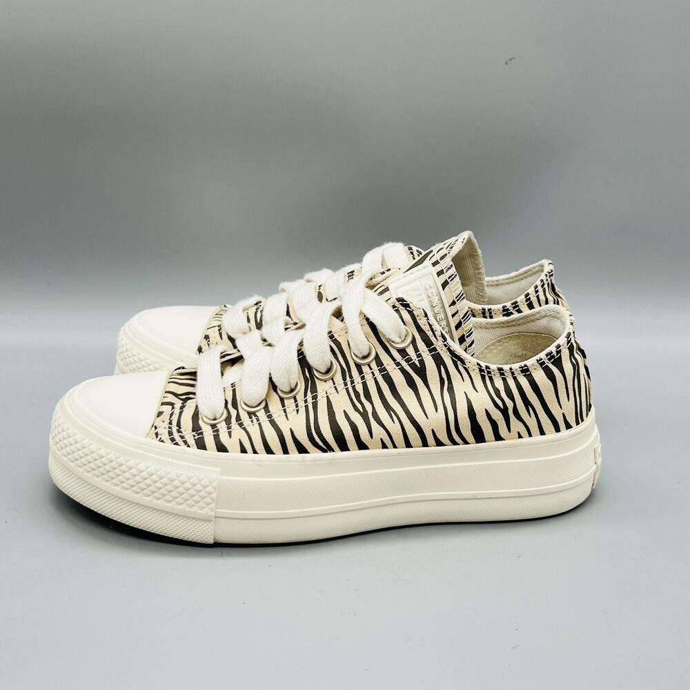 Converse Shoes Womens 6 Beige Chuck Taylor All Star 2 Platform Zebra Sneakers - Picture 4 of 11
